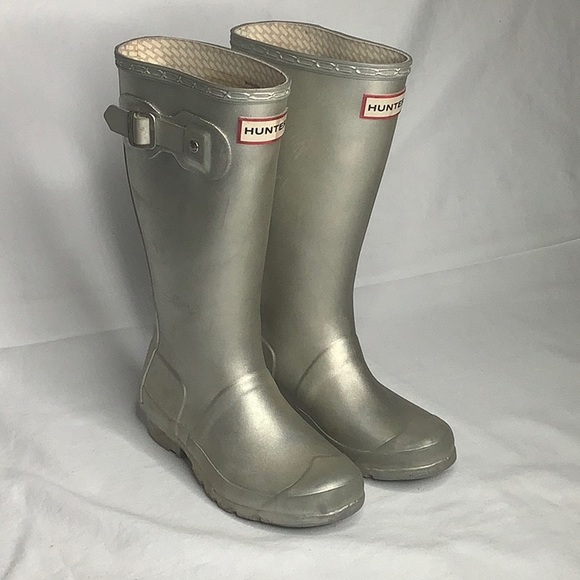 Hunter Other - Hunter Kids Original Silver Metallic Rain Boots Size 13